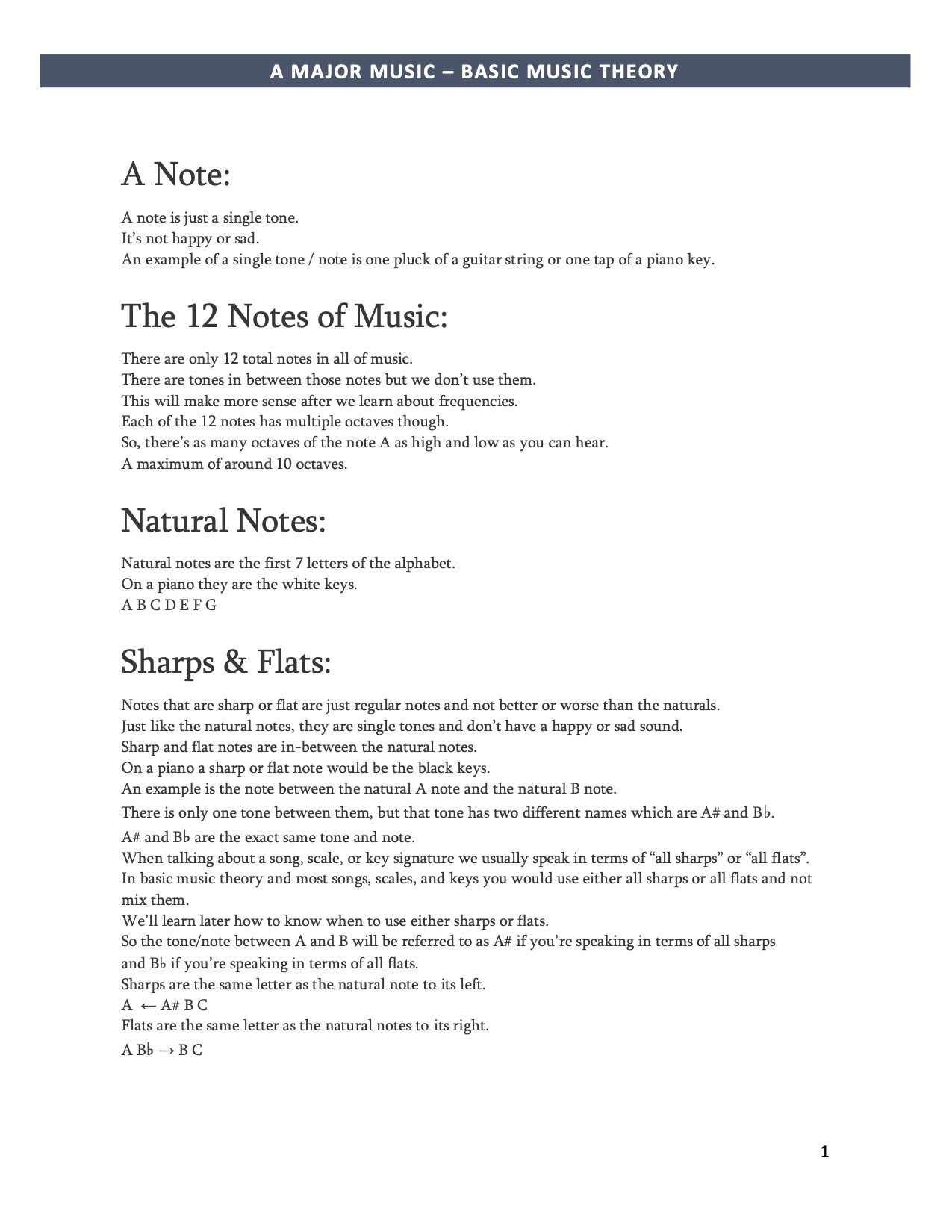Music Theory Basics PDF Preview
